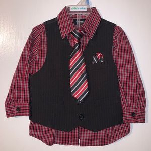 Toddler button up shirt w/Vest size 12m